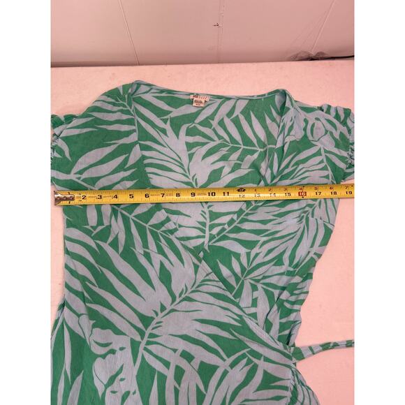 Billabong Wrap and Roll Dress Green/Blue Palm Leaves Size M - Picture 8 of 8